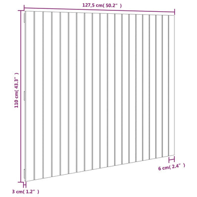 Wall Headboard Grey 127.5x3x110 cm Solid Wood Pine