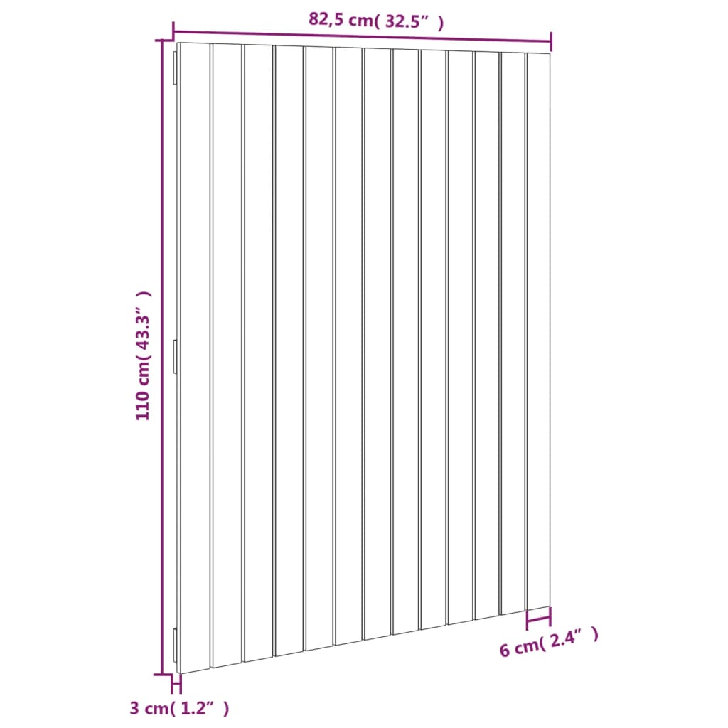 Wall Headboard Grey 82.5x3x110 cm Solid Wood Pine