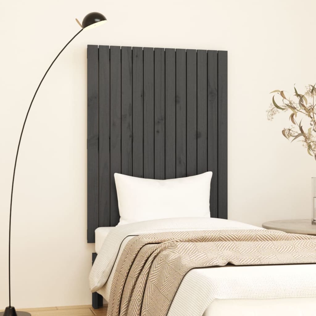 Wall Headboard Grey 82.5x3x110 cm Solid Wood Pine