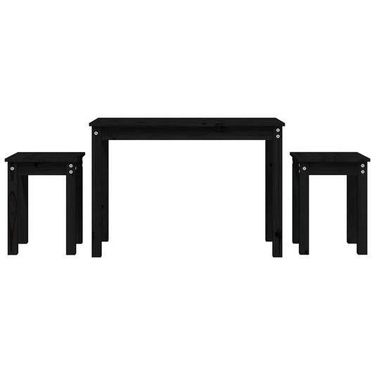 Nesting Tables 3 pcs Black Solid Wood Pine