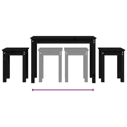 Nesting Tables 3 pcs Black Solid Wood Pine