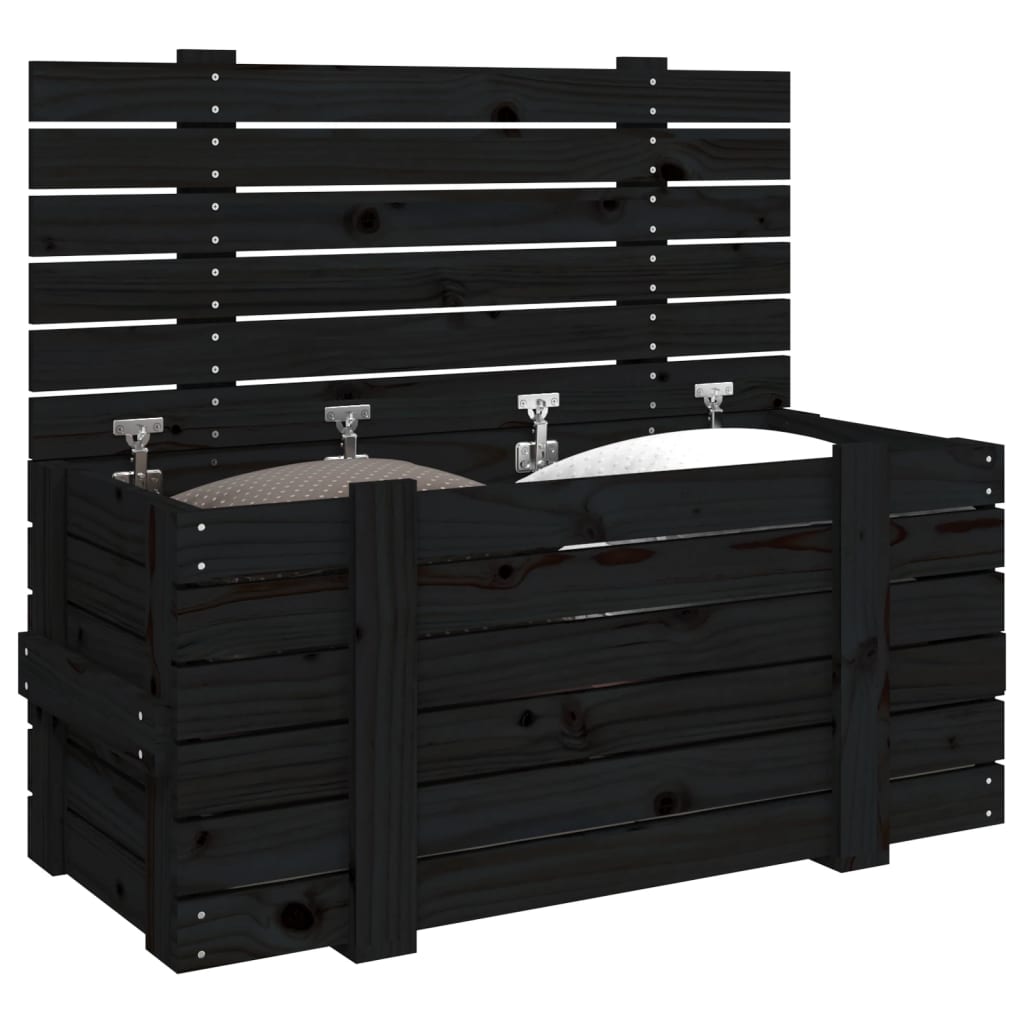 Storage Box Black 91x40.5x42 cm Solid Wood Pine