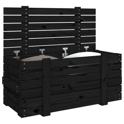 Storage Box Black 91x40.5x42 cm Solid Wood Pine