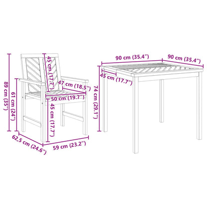 Garden Dining Set 3 pcs Brown Solid Acacia Wood