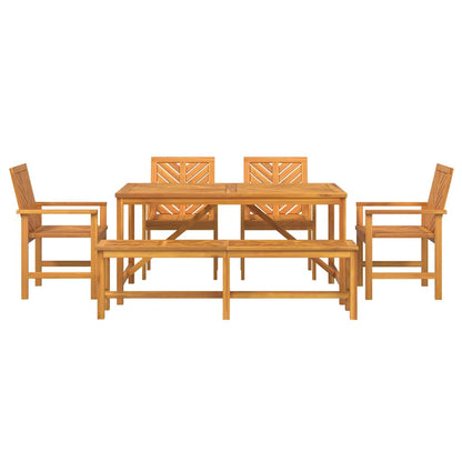Garden Dining Set 6 pcs Brown Solid Acacia Wood