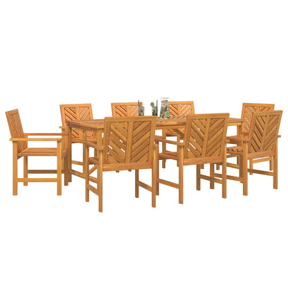 Garden Dining Set 9 pcs Brown Solid Acacia Wood