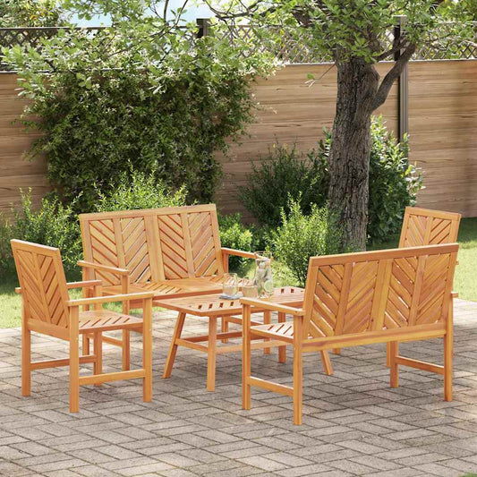 Garden Lounge Set 5 pcs Brown Solid Acacia Wood