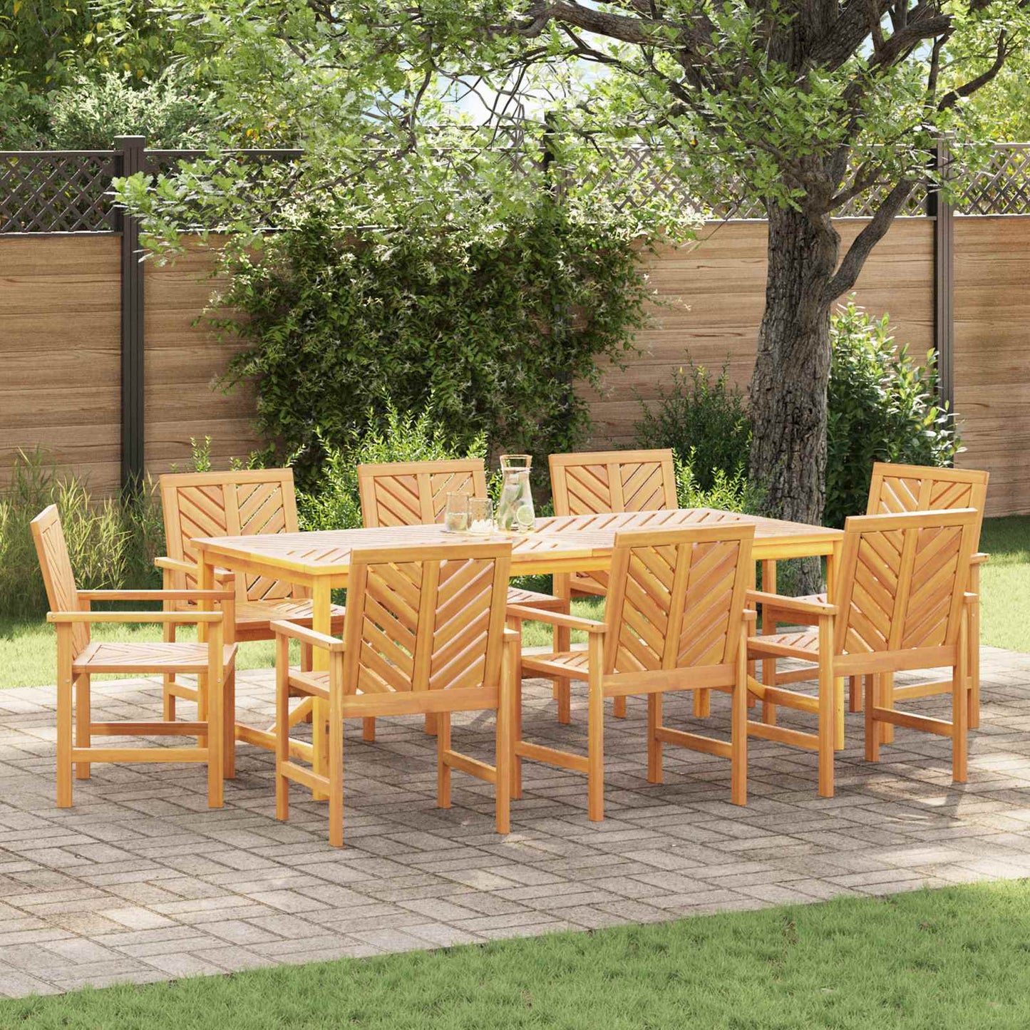 Dining Chair 8 pcs Natural Solid Acacia Wood