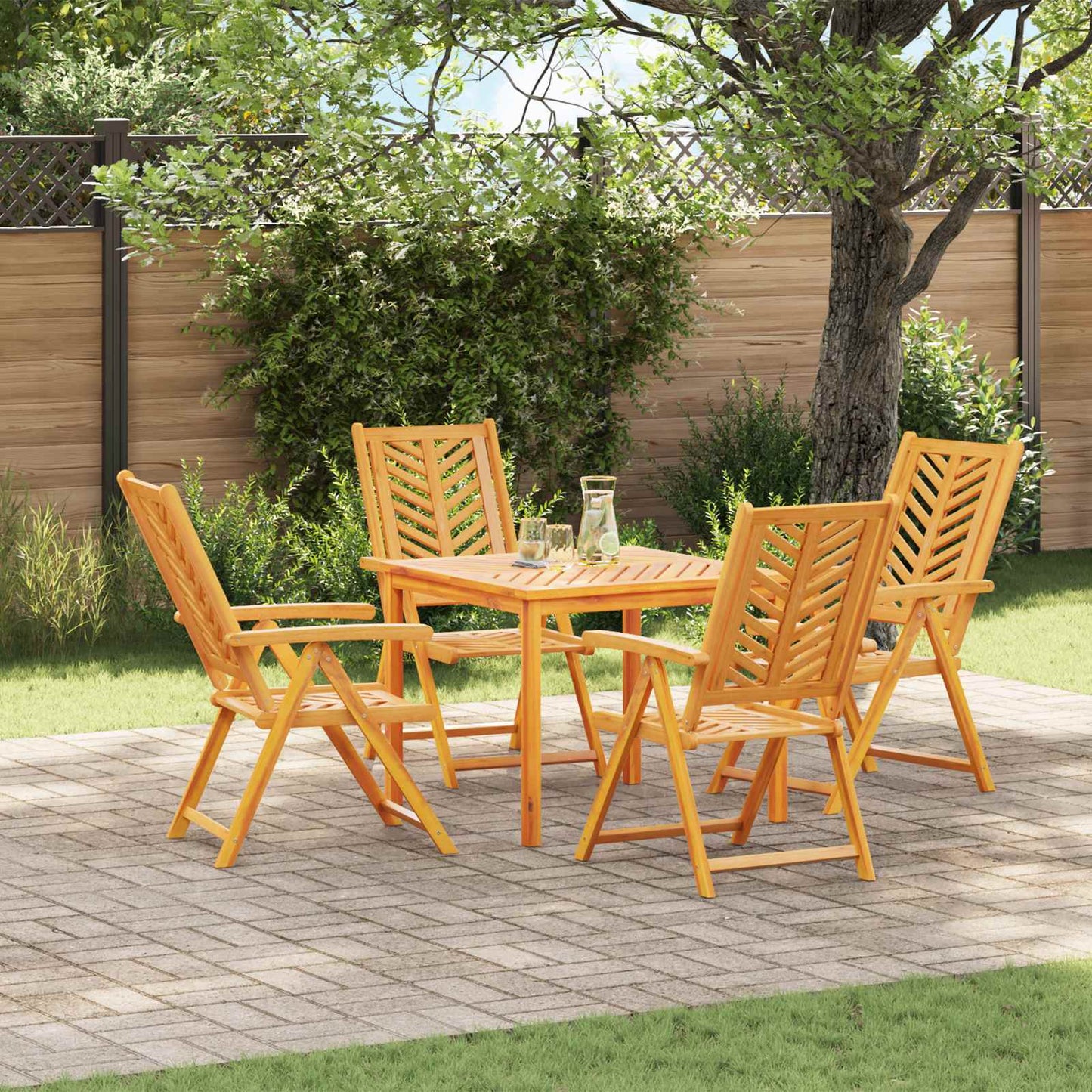 Garden Chair 4 pcs Brown Solid Acacia Wood