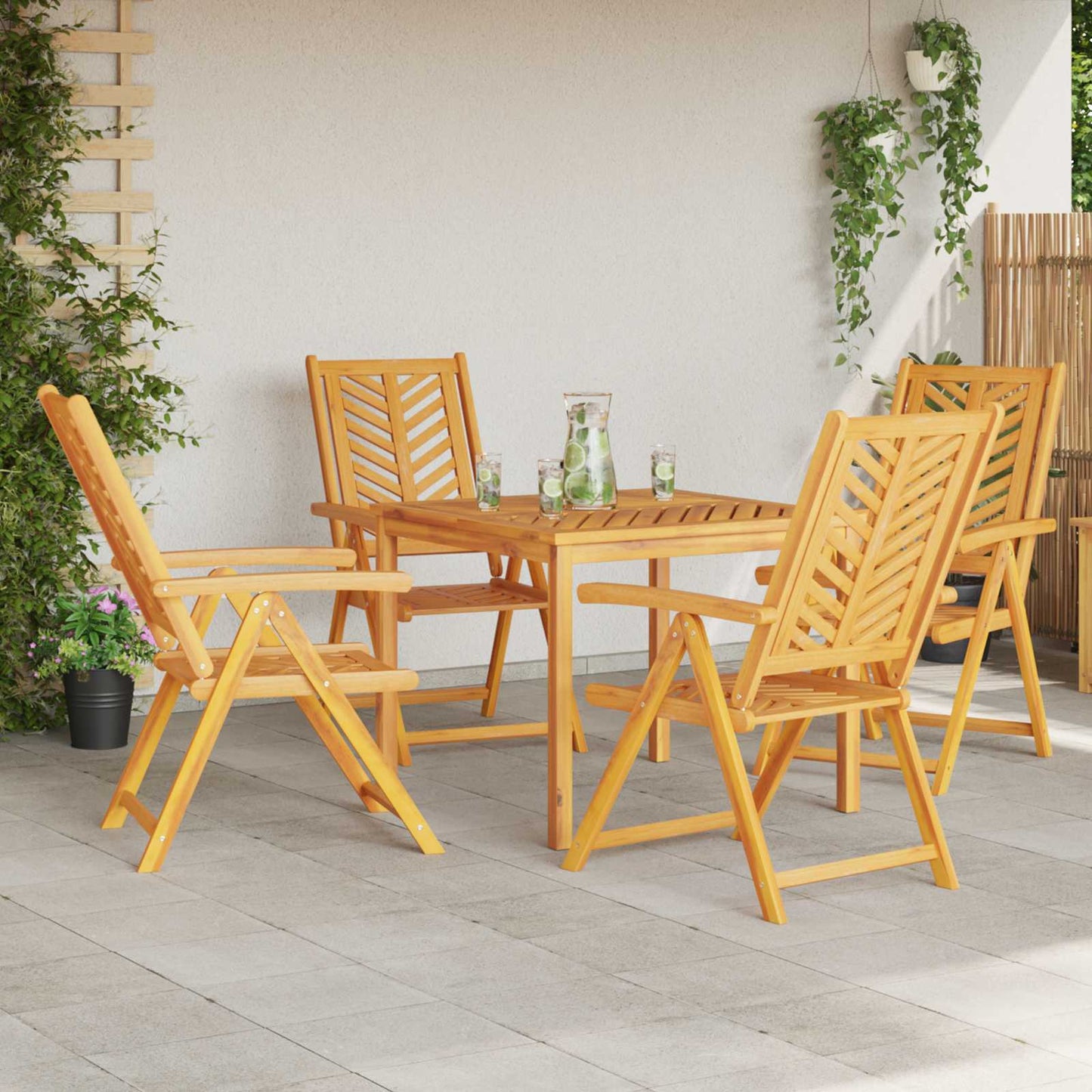 Garden Chair 4 pcs Brown Solid Acacia Wood