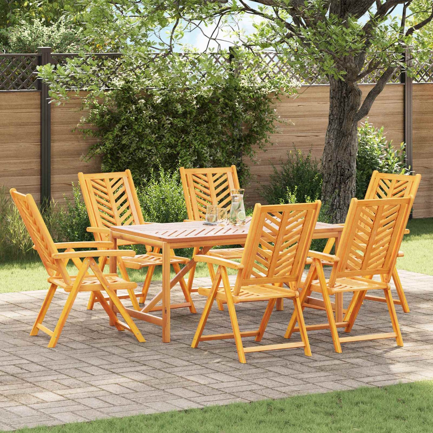 Garden Chair 6 pcs Brown Solid Acacia Wood