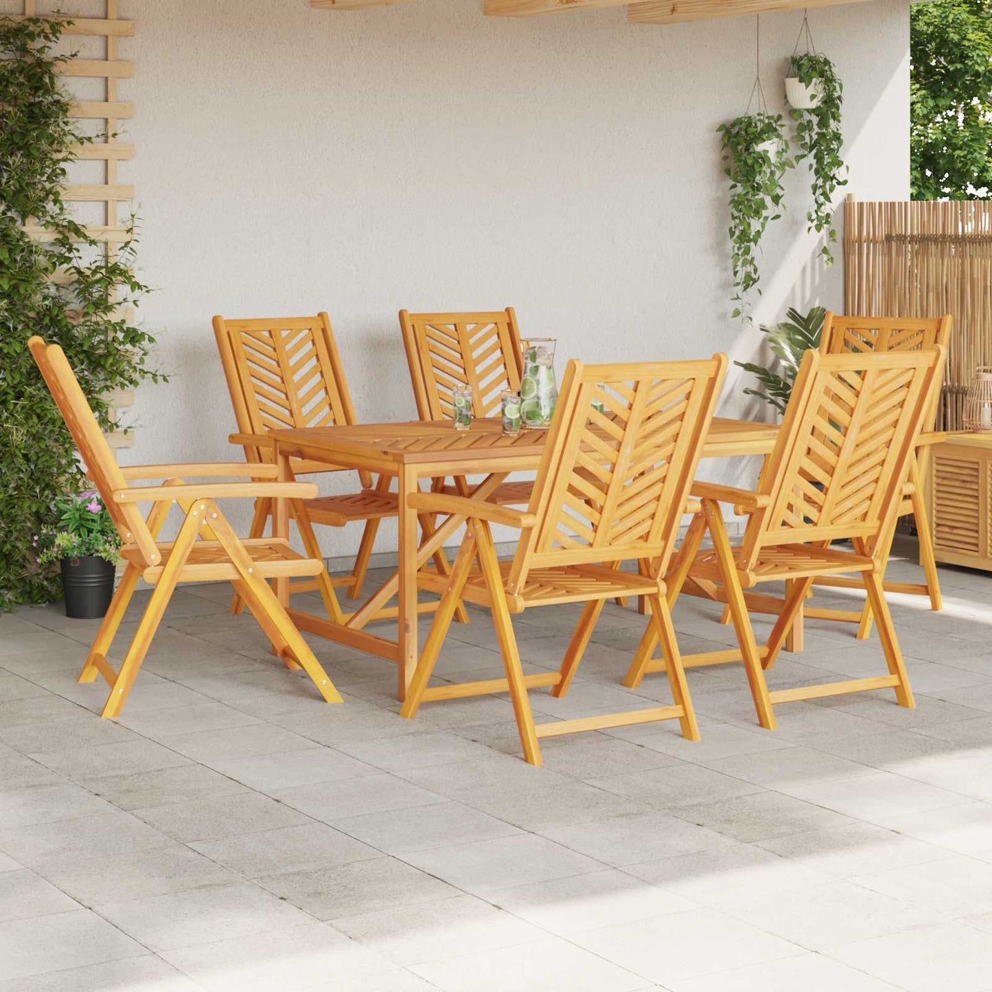 Garden Chair 6 pcs Brown Solid Acacia Wood