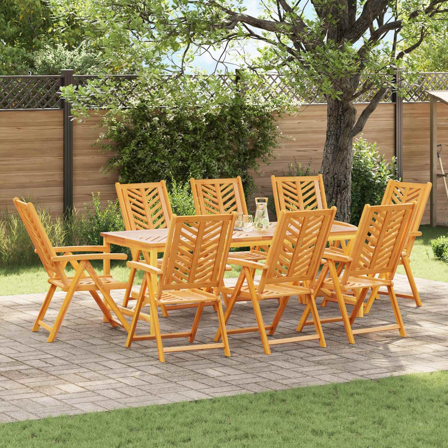 Garden Chair 8 pcs Brown Solid Acacia Wood
