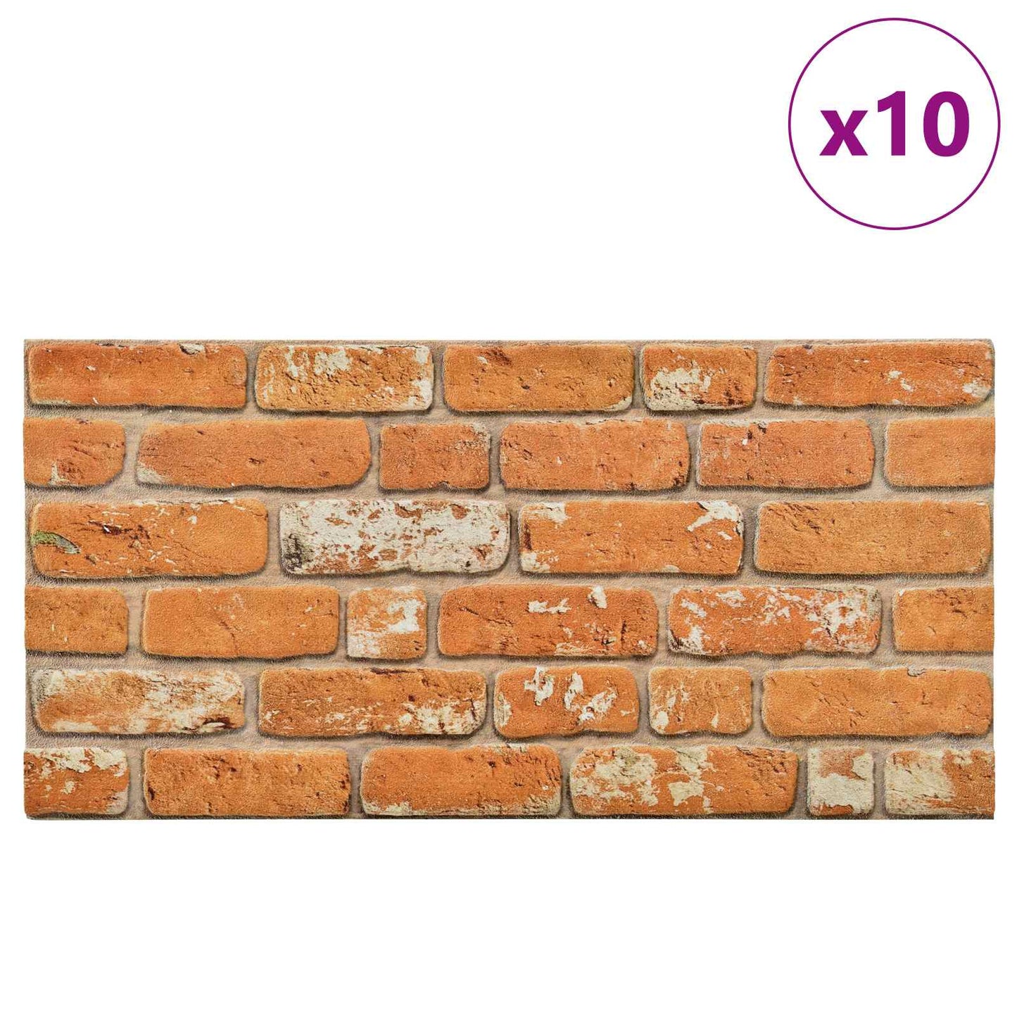 Wall Panels 10 pcs Brick 100 x 50 cm EPS Foam
