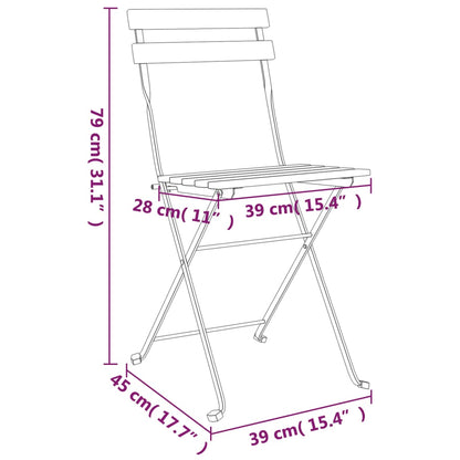 Folding Bistro Chair | Set of 4 | Natural wood