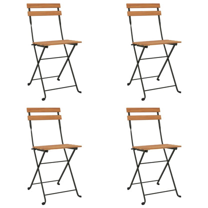 Folding Bistro Chair | Set of 4 | Brown | Solid Teak Wood | One Size