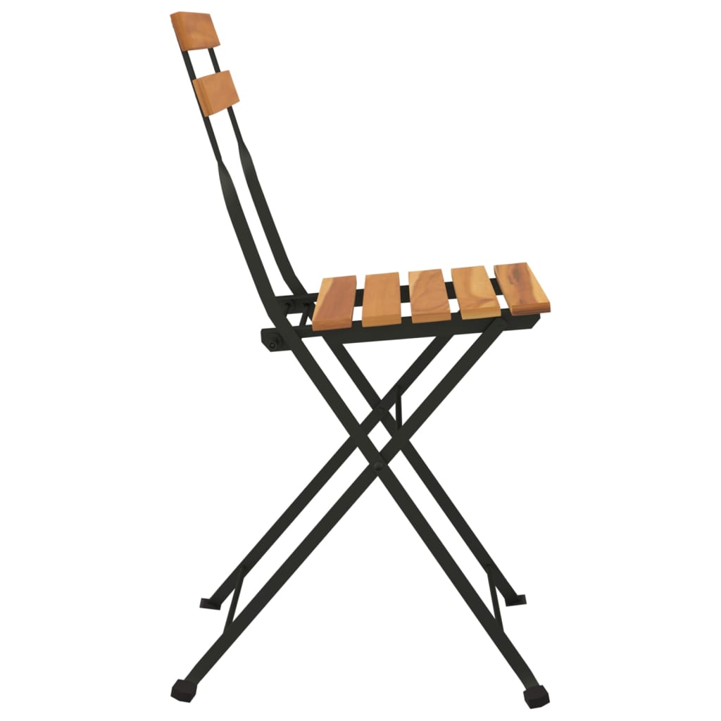 Folding Bistro Chair | Set of 4 | Brown | Solid Teak Wood | One Size