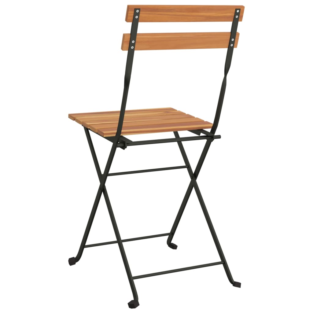 Folding Bistro Chair | Set of 4 | Brown | Solid Teak Wood | One Size