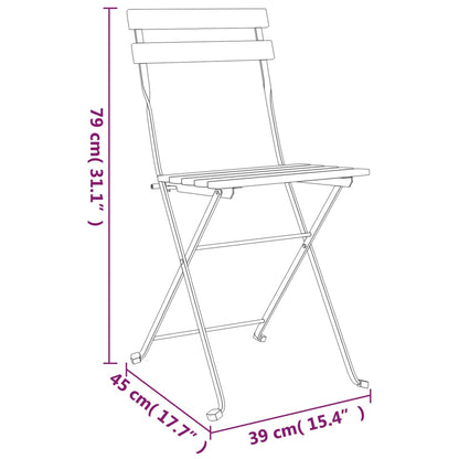 Folding Bistro Chair | Set of 4 | Brown | Solid Teak Wood | One Size