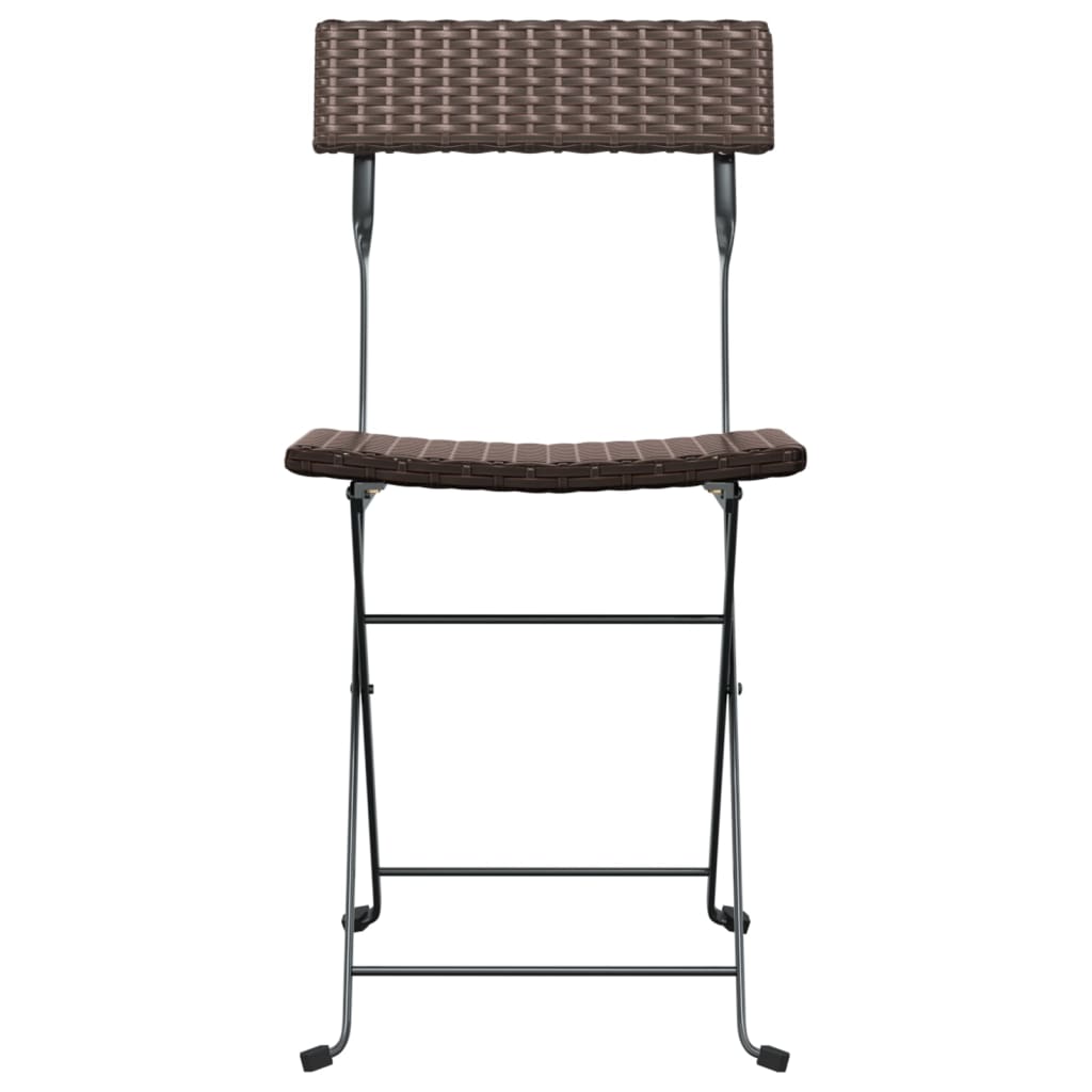 Folding Bistro Chair | Set of 2 | Brown | PE rattan, powder-coated steel
