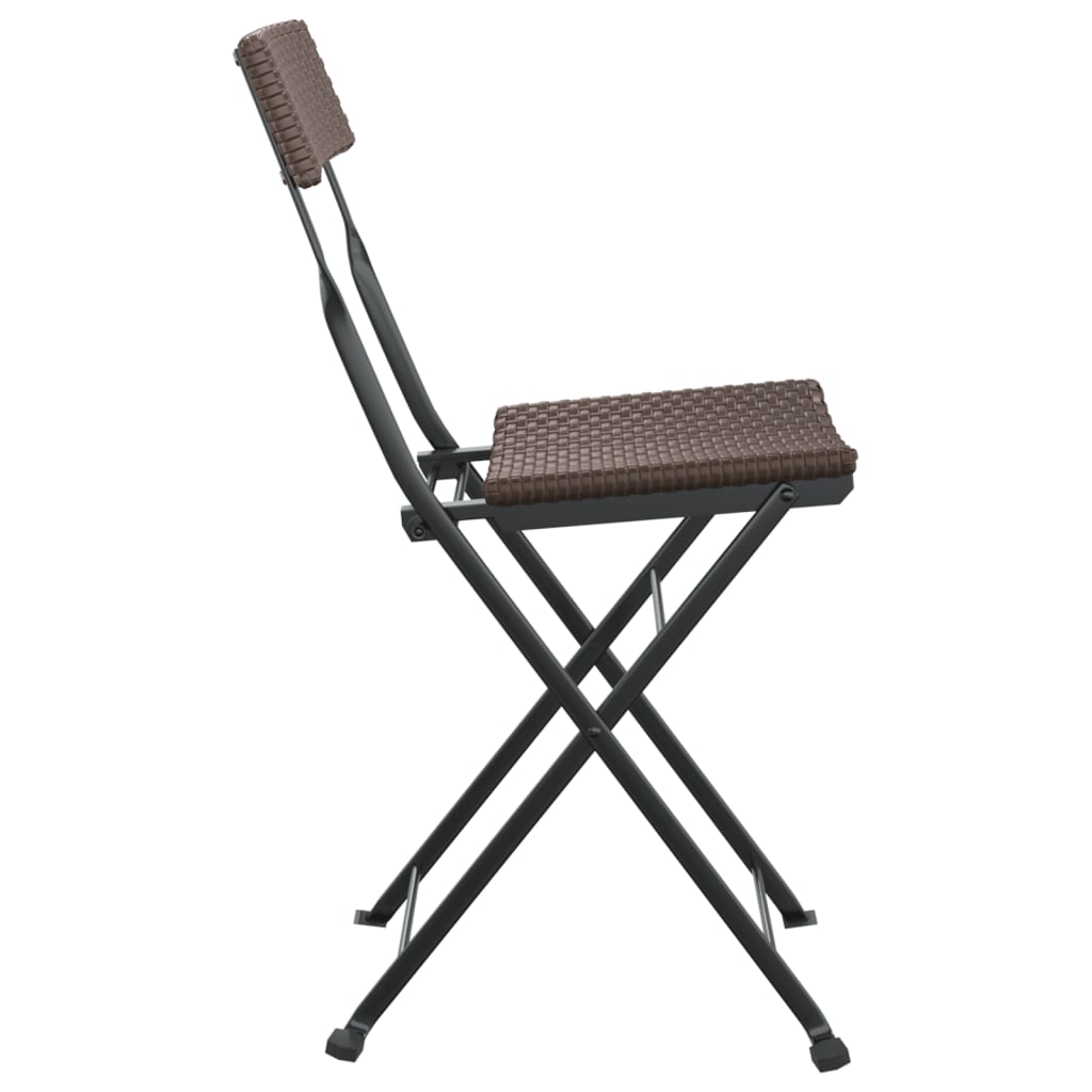 Folding Bistro Chair | Set of 2 | Brown | PE rattan, powder-coated steel