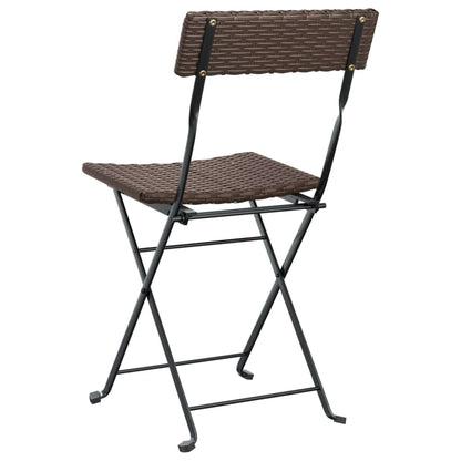 Folding Bistro Chair | Set of 2 | Brown | PE rattan, powder-coated steel