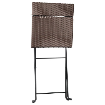 Folding Bistro Chair | Set of 2 | Brown | PE rattan, powder-coated steel