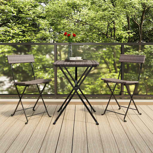Folding Chairs 2 pcs Grey Poly Rattan and Steel