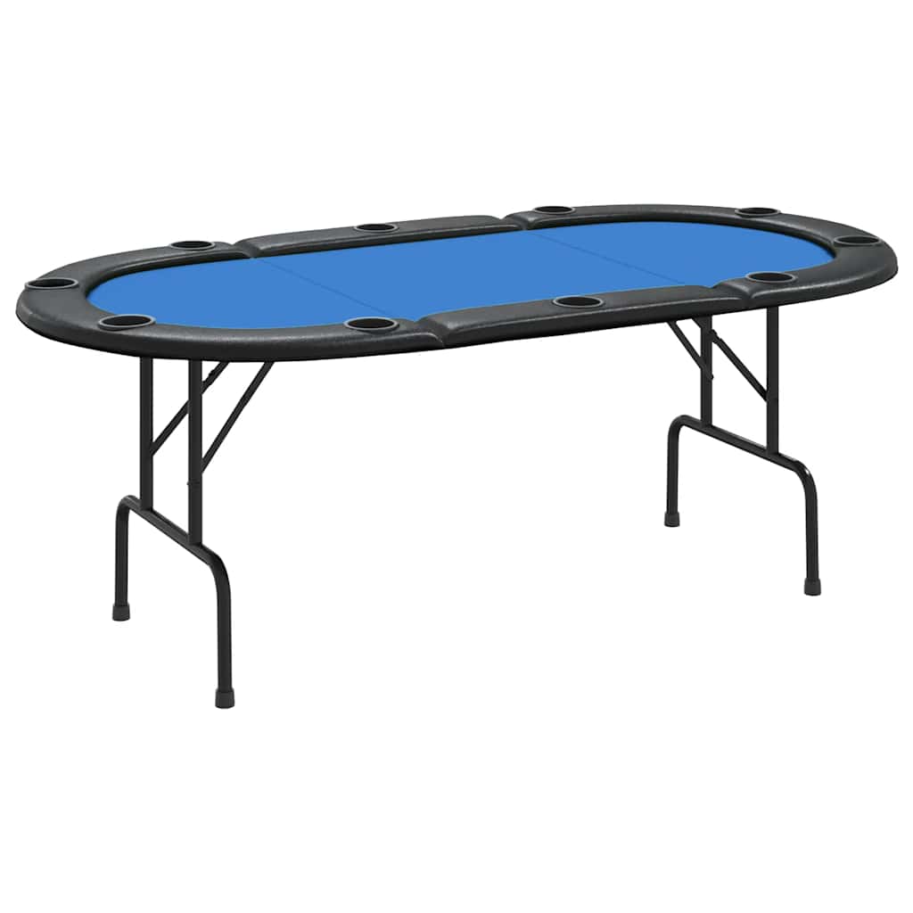 10-Player Folding Poker Table Blue 81.1"x41.7"x29.9