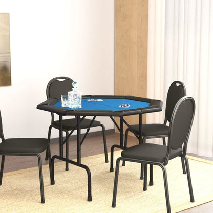 8-Player Folding Poker Table Blue 42.5"x42.5"x29.5