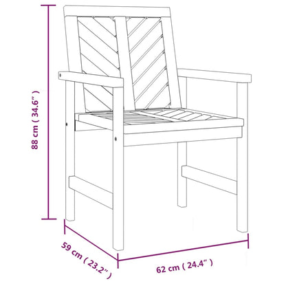 Garden Dining Chair | Set of 3 | Natural wood | Solid acacia wood