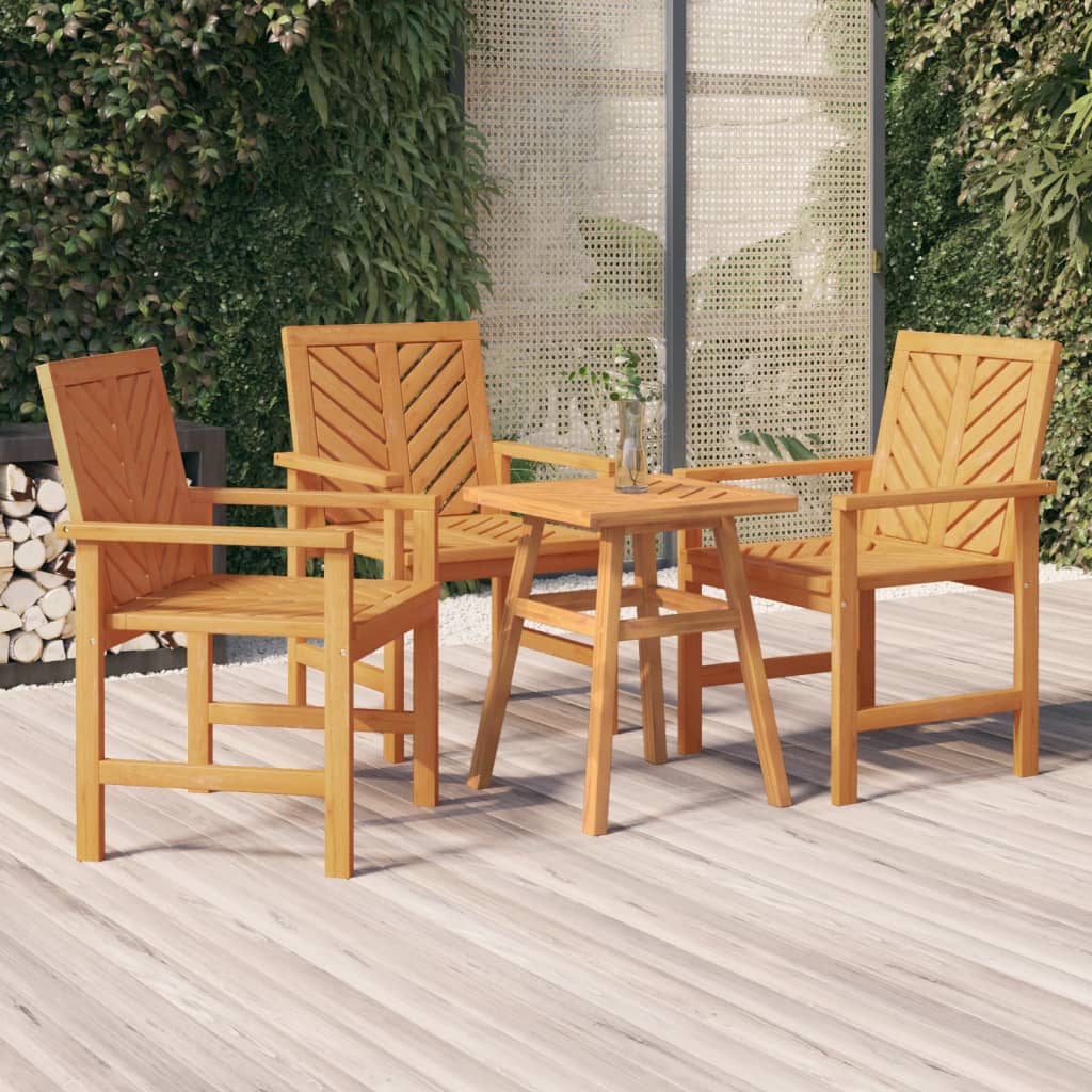 Garden Dining Chair | Set of 3 | Natural wood | Solid acacia wood