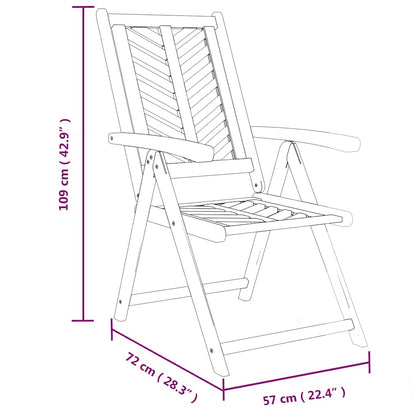 Reclining Garden Chair |  Set of 2 | Natural wood color