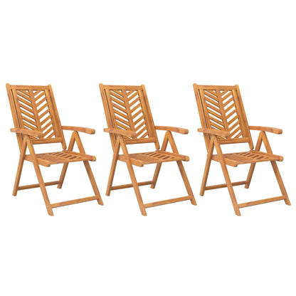Reclining Garden Chair |  Set of 3 | Natural wood | Solid acacia wood