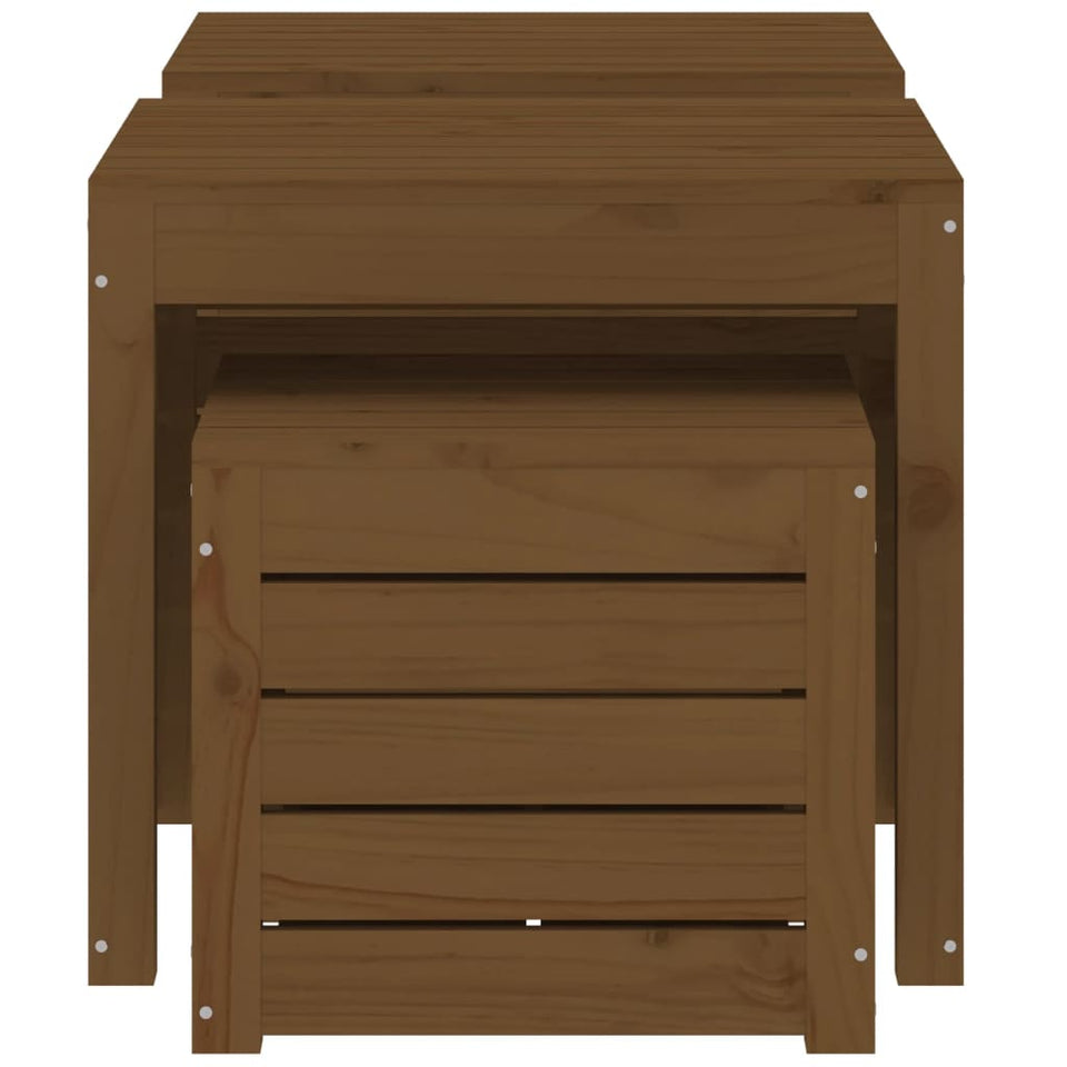 3 Piece Garden Box Set Honey Brown Solid Wood Pine