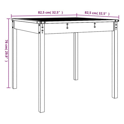 Garden Table Honey Brown 82.5x82.5x76 cm Solid Wood Pine