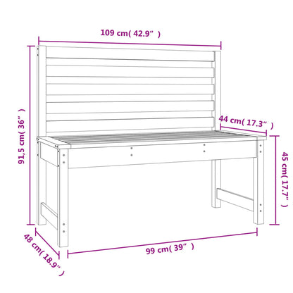 Garden Bench Grey 109 cm Solid Wood Pine