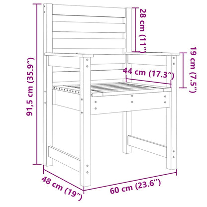 Garden Chairs 2 pcs White 60x48x91 cm Solid Wood Pine
