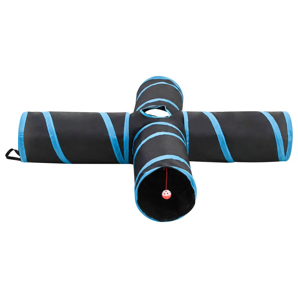 Cat Tunnel 4-way Black and Blue 132 cm Polyester