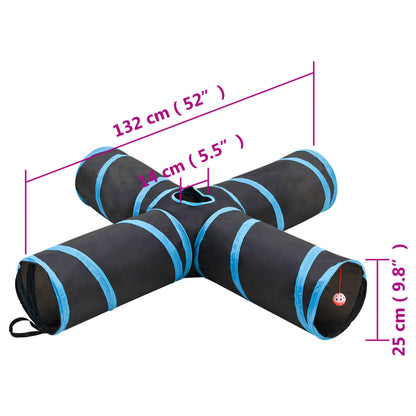 Cat Tunnel 4-way Black and Blue 132 cm Polyester