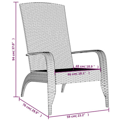 Garden Adirondack Chair | Grey | Poly rattan, powder-coated steel