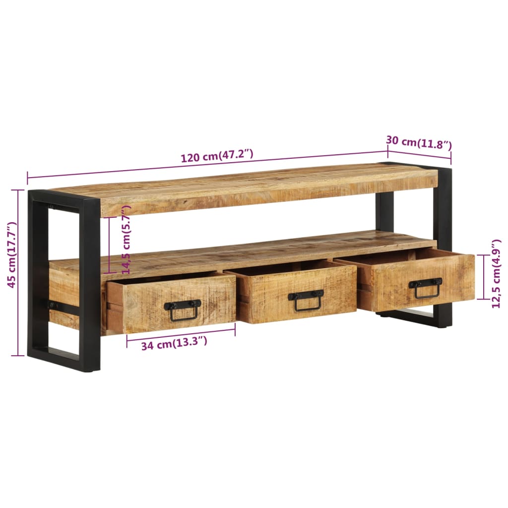 TV Stand 47.2"x11.8"x17.7" Solid Wood Mango