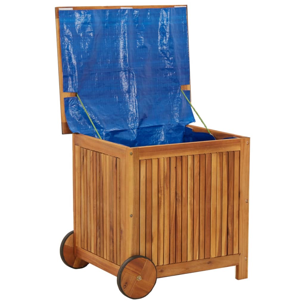 Garden Storage Box with Wheels 60x50x58 cm Solid Wood Acacia