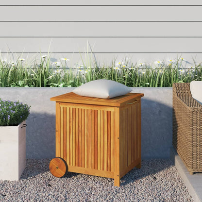 Garden Storage Box with Wheels 60x50x58 cm Solid Wood Acacia