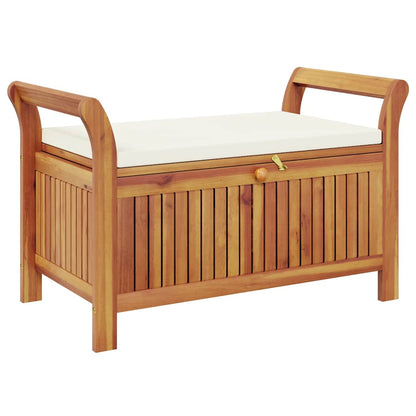 Patio Storage Bench with Cushion 35.8" Solid Wood Acacia