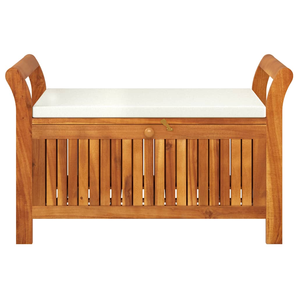 Patio Storage Bench with Cushion 35.8" Solid Wood Acacia