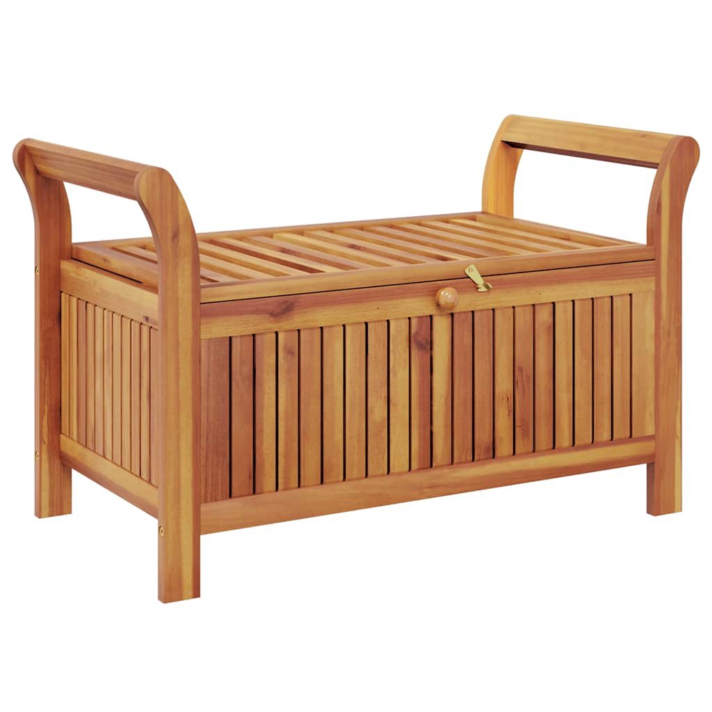 Patio Storage Bench with Cushion 35.8" Solid Wood Acacia