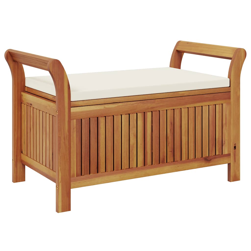 Patio Storage Bench with Cushion 35.8" Solid Wood Acacia