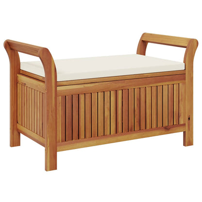 Patio Storage Bench with Cushion 35.8" Solid Wood Acacia