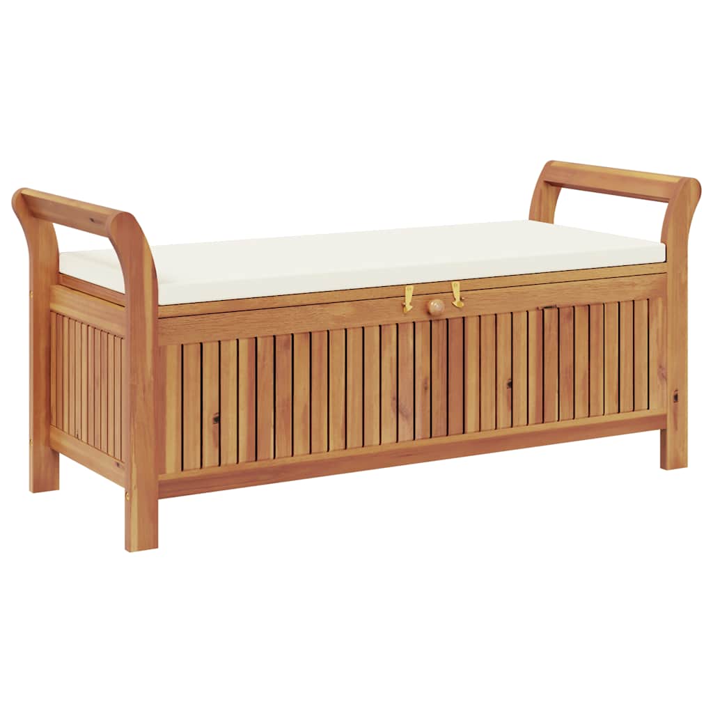 Patio Storage Bench with Cushion 49.6" Solid Wood Acacia